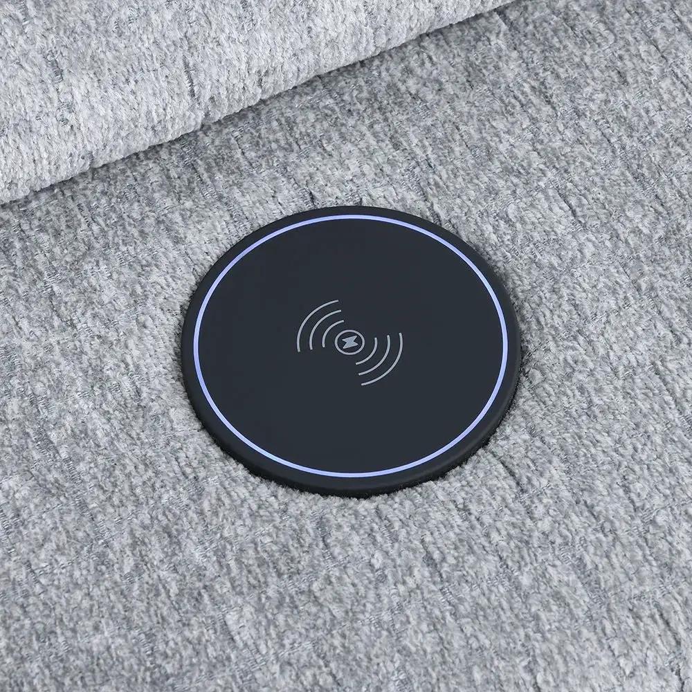 Fullar - Modular Console With Wireless Charger - Light Gary Chenille by Unique Piece Furniture