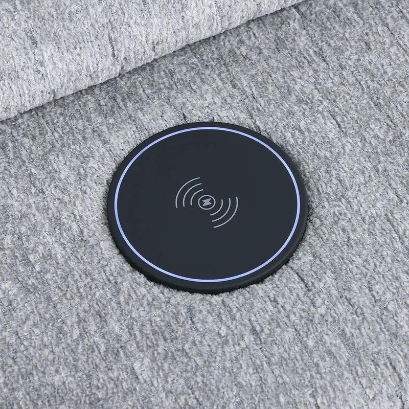 Fullar - Modular Console With Wireless Charger - Light Gary Chenille by Unique Piece Furniture