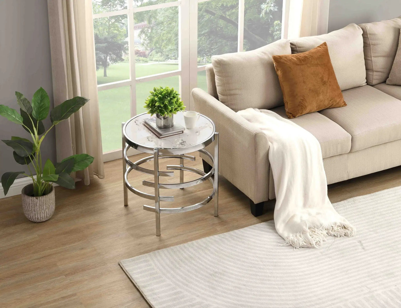 Elegant Round Table With Sintered Stone Top & Sturdy Metal Frame by Unique Piece Furniture