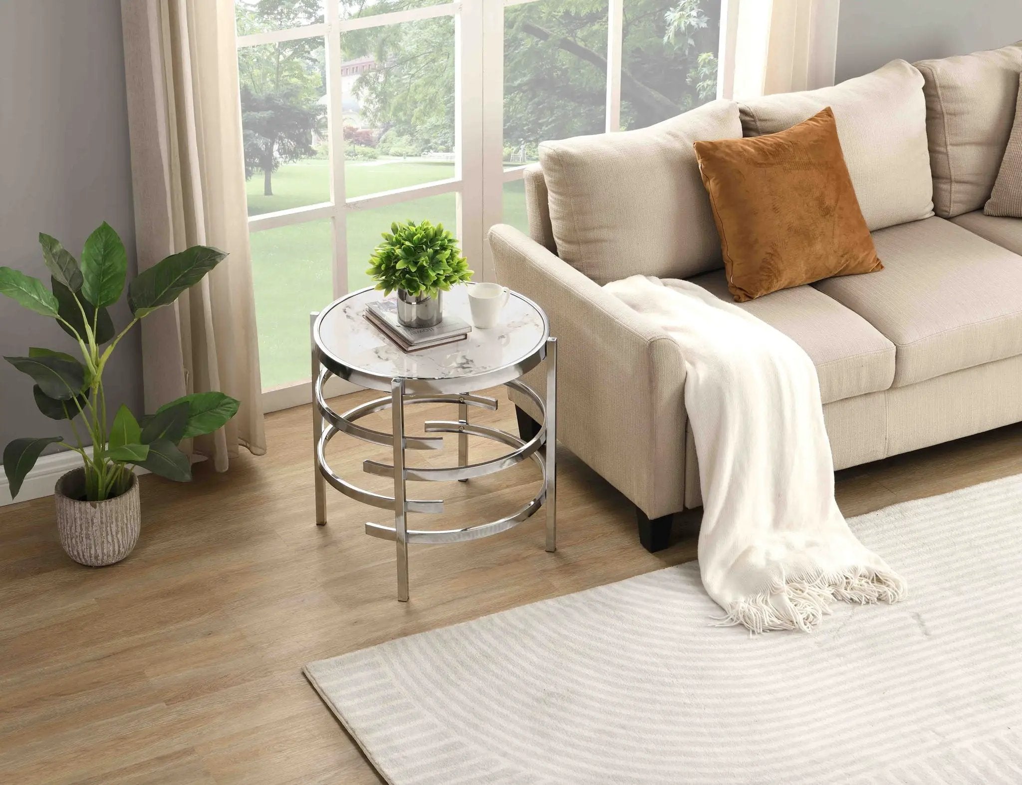 Elegant Round Table With Sintered Stone Top & Sturdy Metal Frame by HouseOfZazla