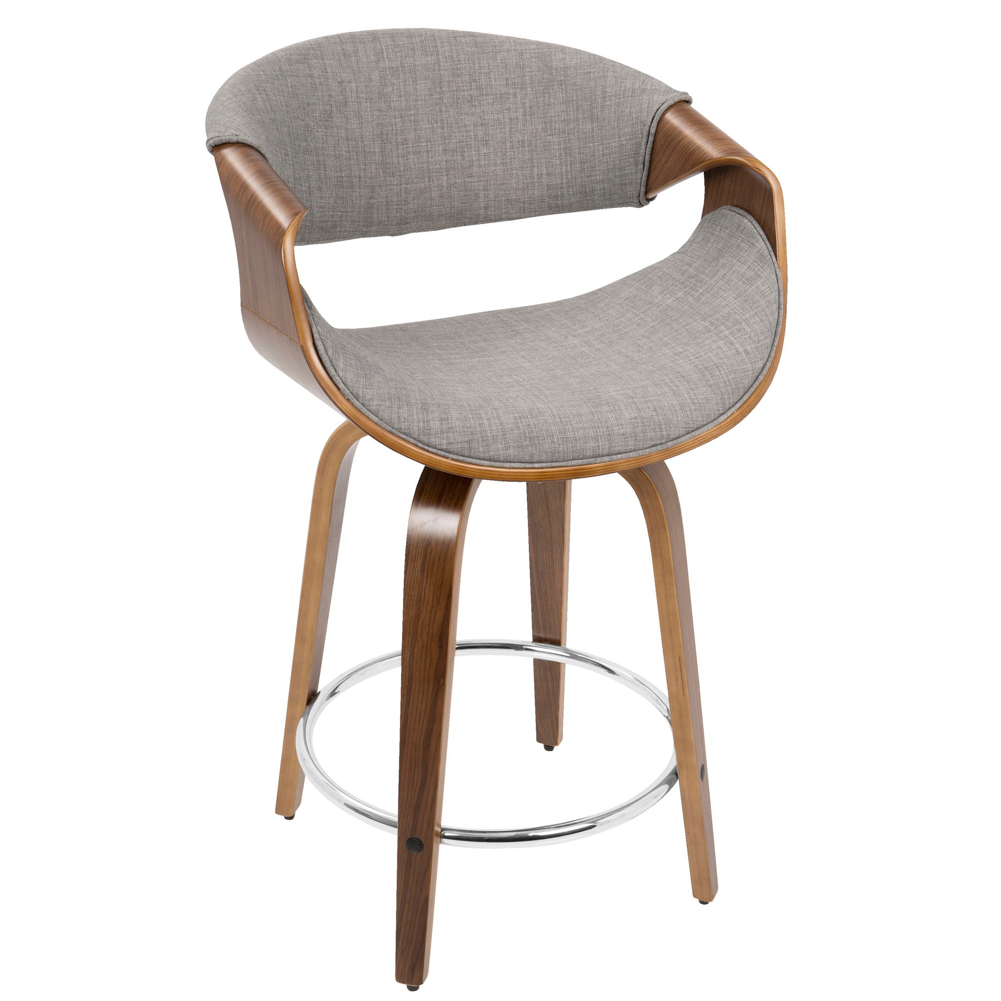Curvini - Mid-Century Modern Fixed Height Counter Stool With Swivel (Set of 2) - Gray by HouseOfZazla