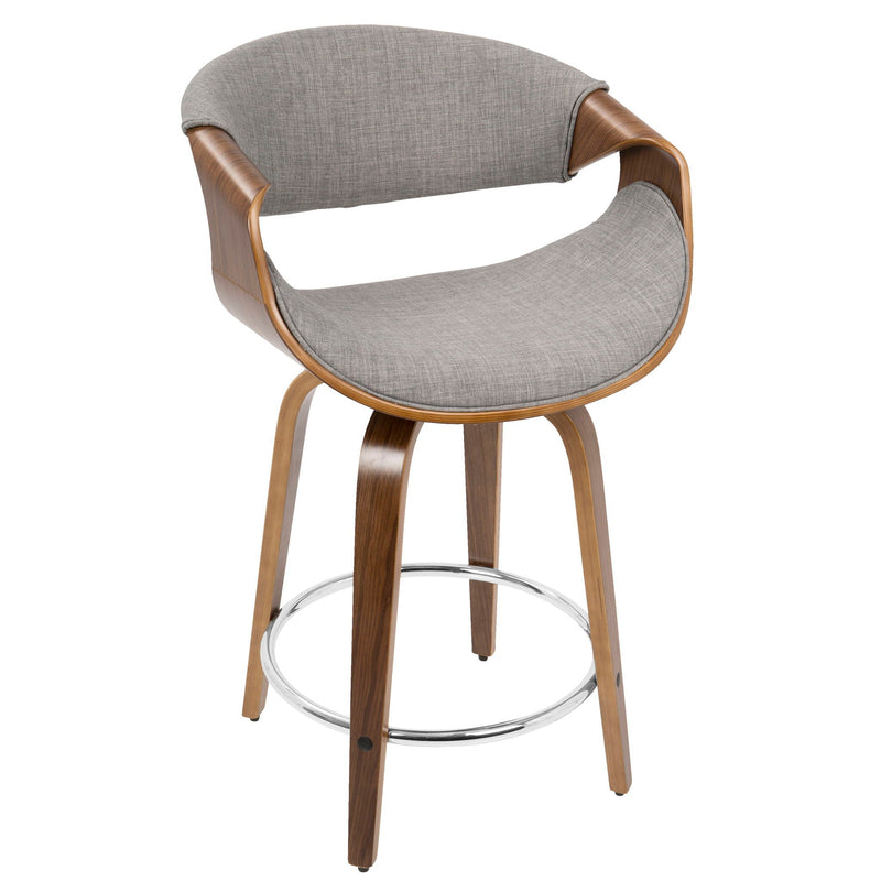 Curvini - Mid-Century Modern Fixed Height Counter Stool With Swivel (Set of 2) - Gray by HouseOfZazla