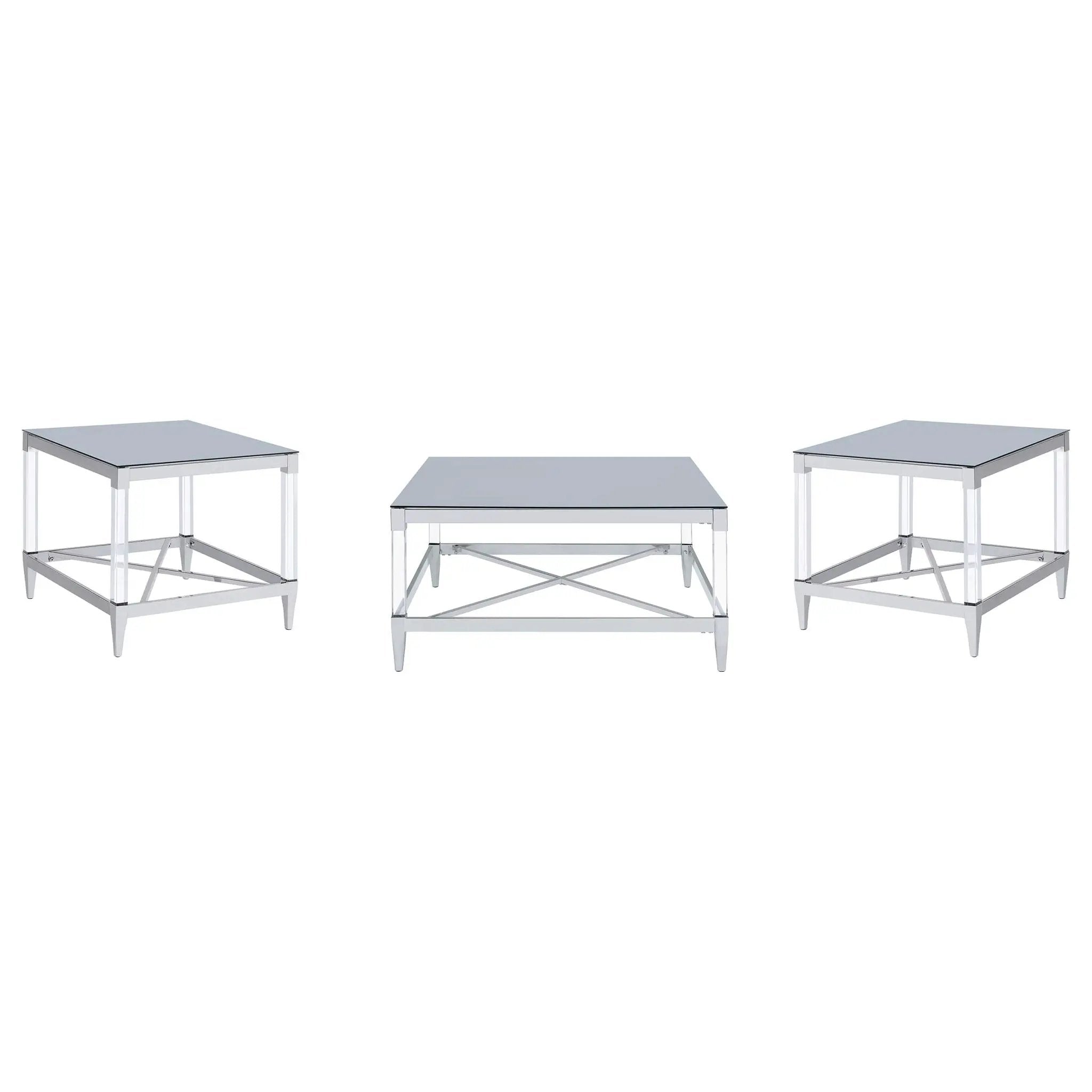 Lindley 3-piece Square Coffee and End Table Set Chrome by Unique Piece Furniture