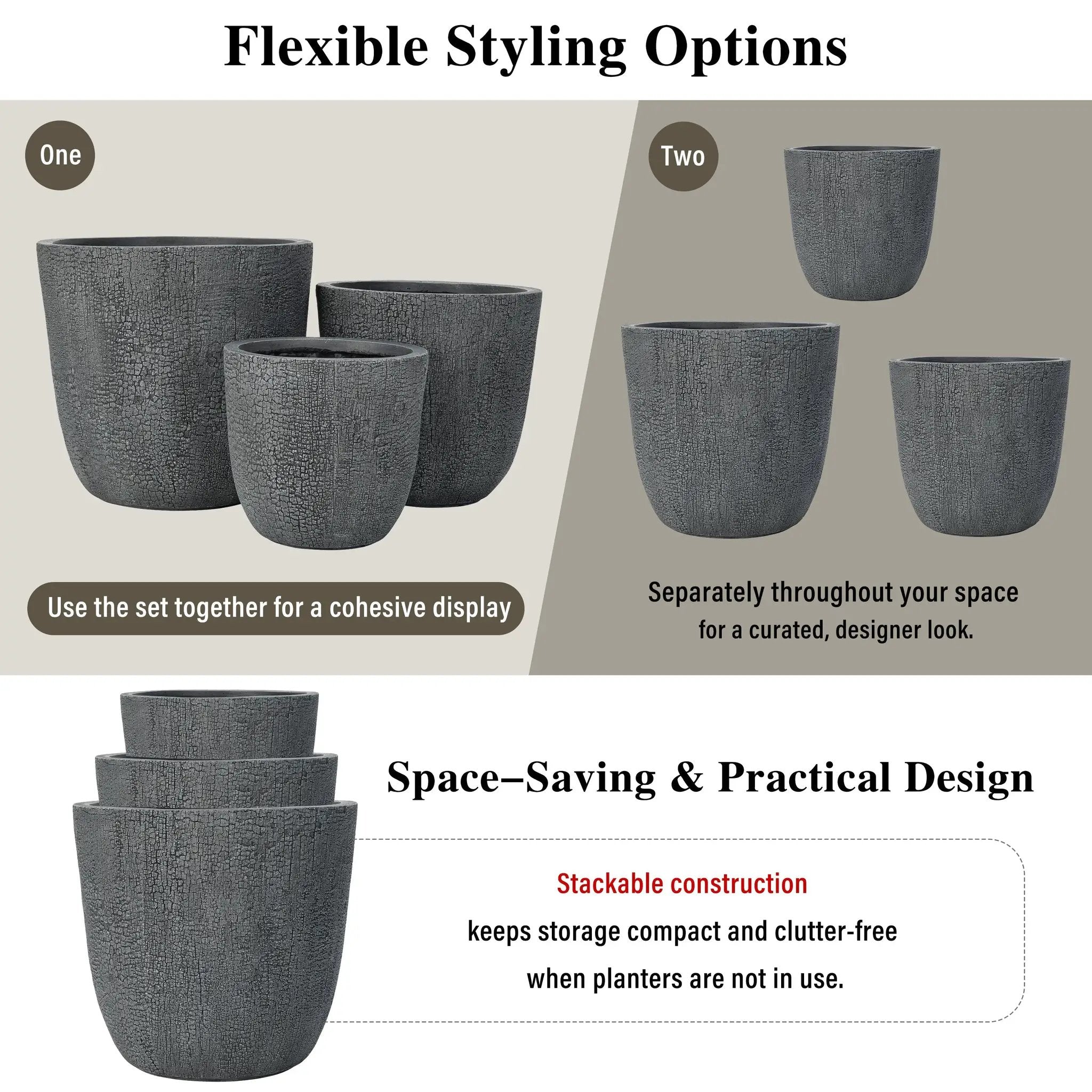 U_STYLE Lightweight MGO Planter Set of 3 by HouseOfZazla