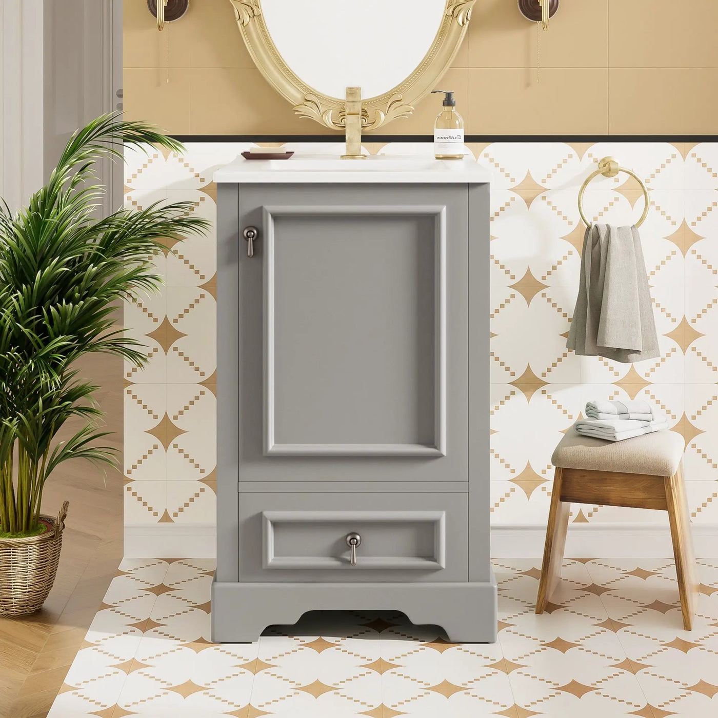 Bathroom Vanity With Sink, Soft Close Door, Adjustable U-Shaped Shelf by Unique Piece Furniture