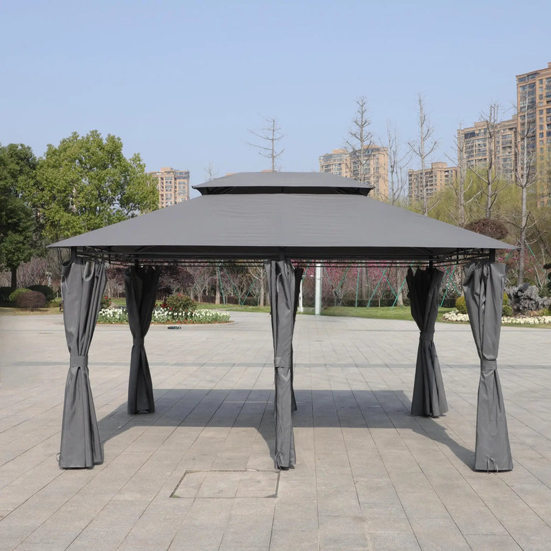13x10 Ft Outdoor Patio Gazebo Canopy Tent with Ventilated Double Roof and Side Wall by HouseOfZazla