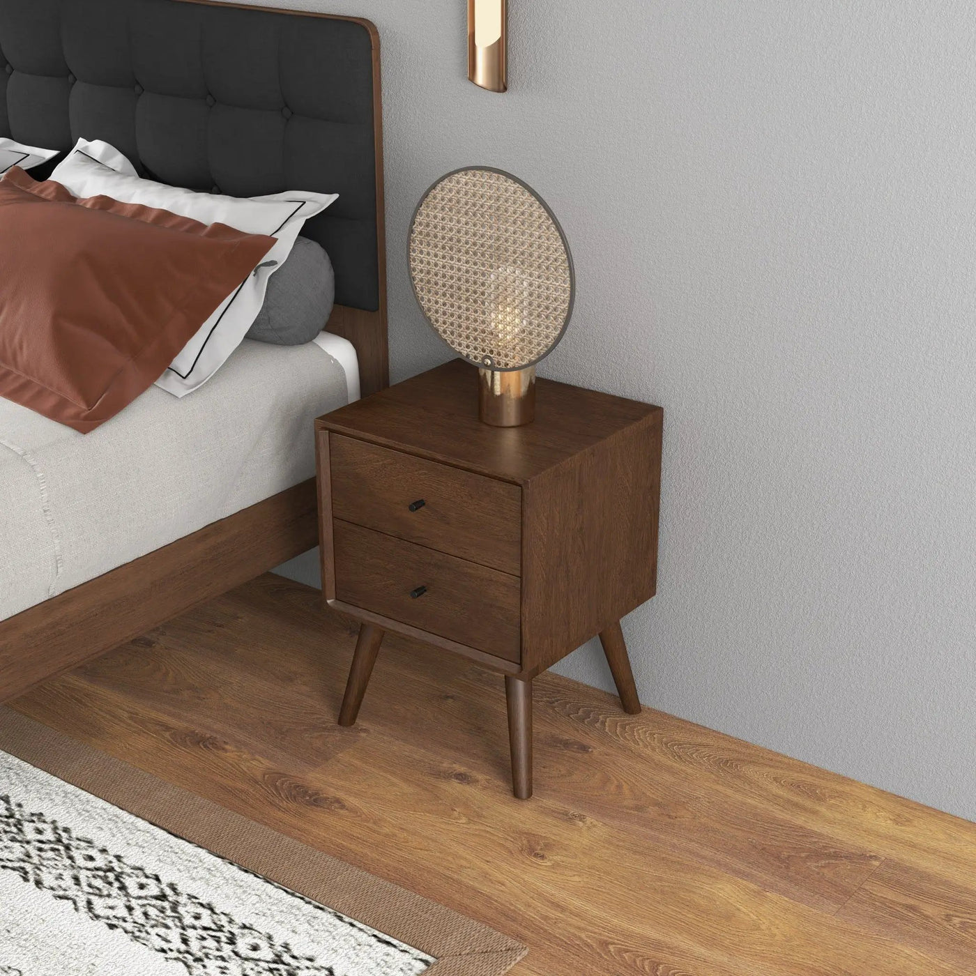 Caroline - Mid-Century Modern Style Night Stand 2 Drawer by HouseOfZazla