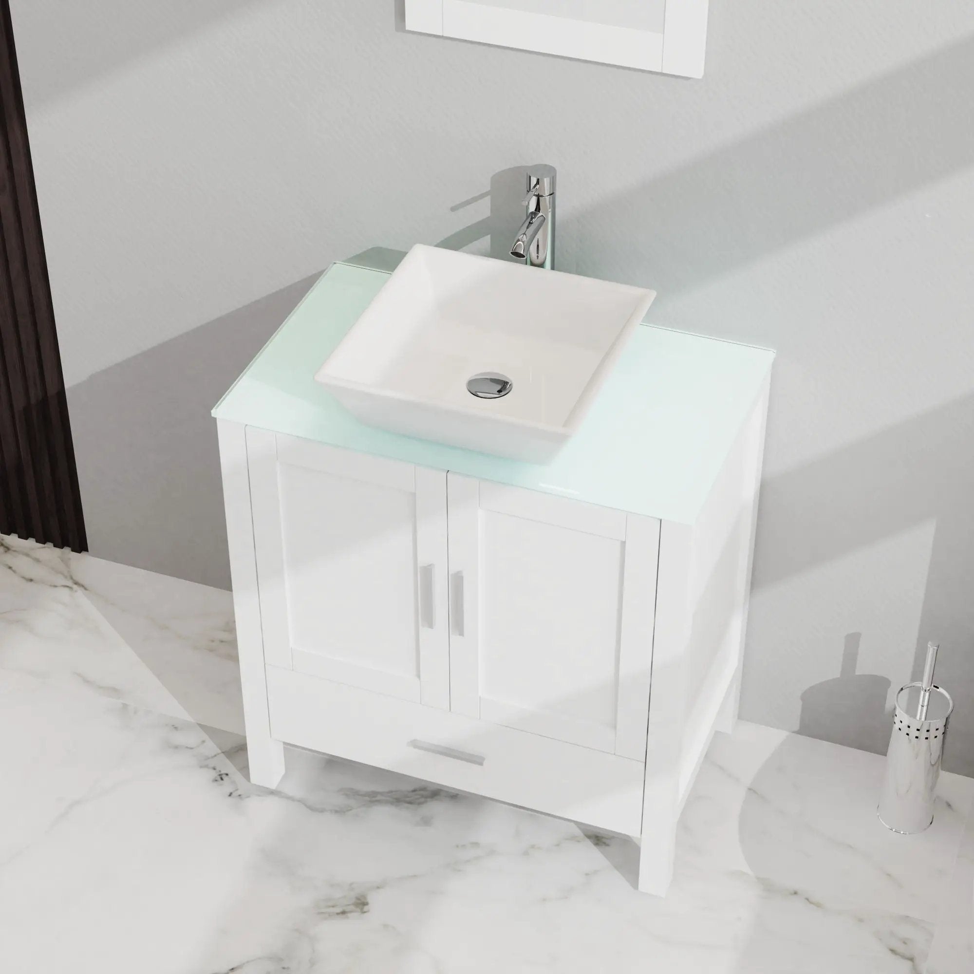 Bathroom Vanity And Sink Combo Glass Top Cabinet With Mirror by HouseOfZazla