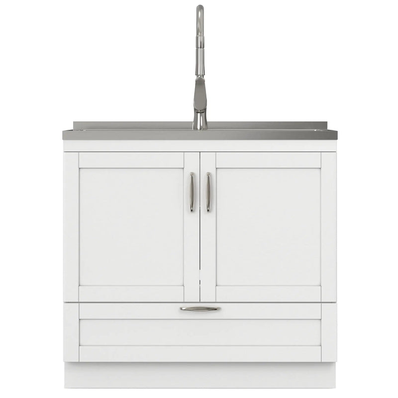 Reed - Deluxe Laundry Cabinet With Pull-Out Faucet And Stainless Steel Sink by HouseOfZazla