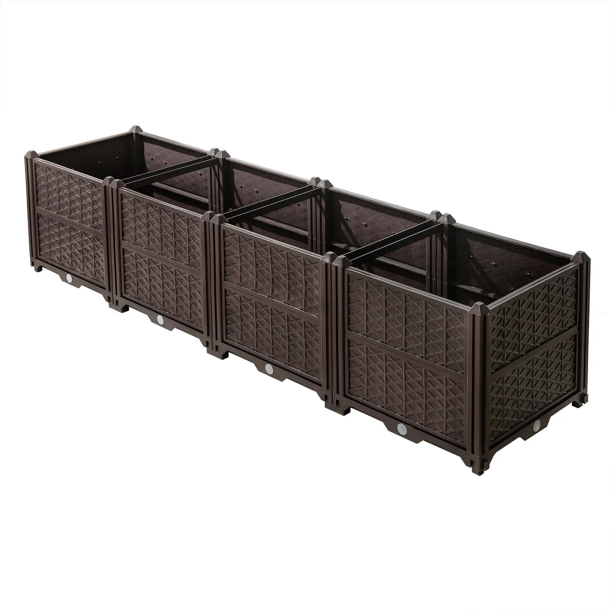 Indoor / Outdoor Rectangular Plastic Planting Box Kit For Vegetables, Herbs, Flowers & Succulents, Coffee, Polypropylene, 62.80" - Coffee by HouseOfZazla