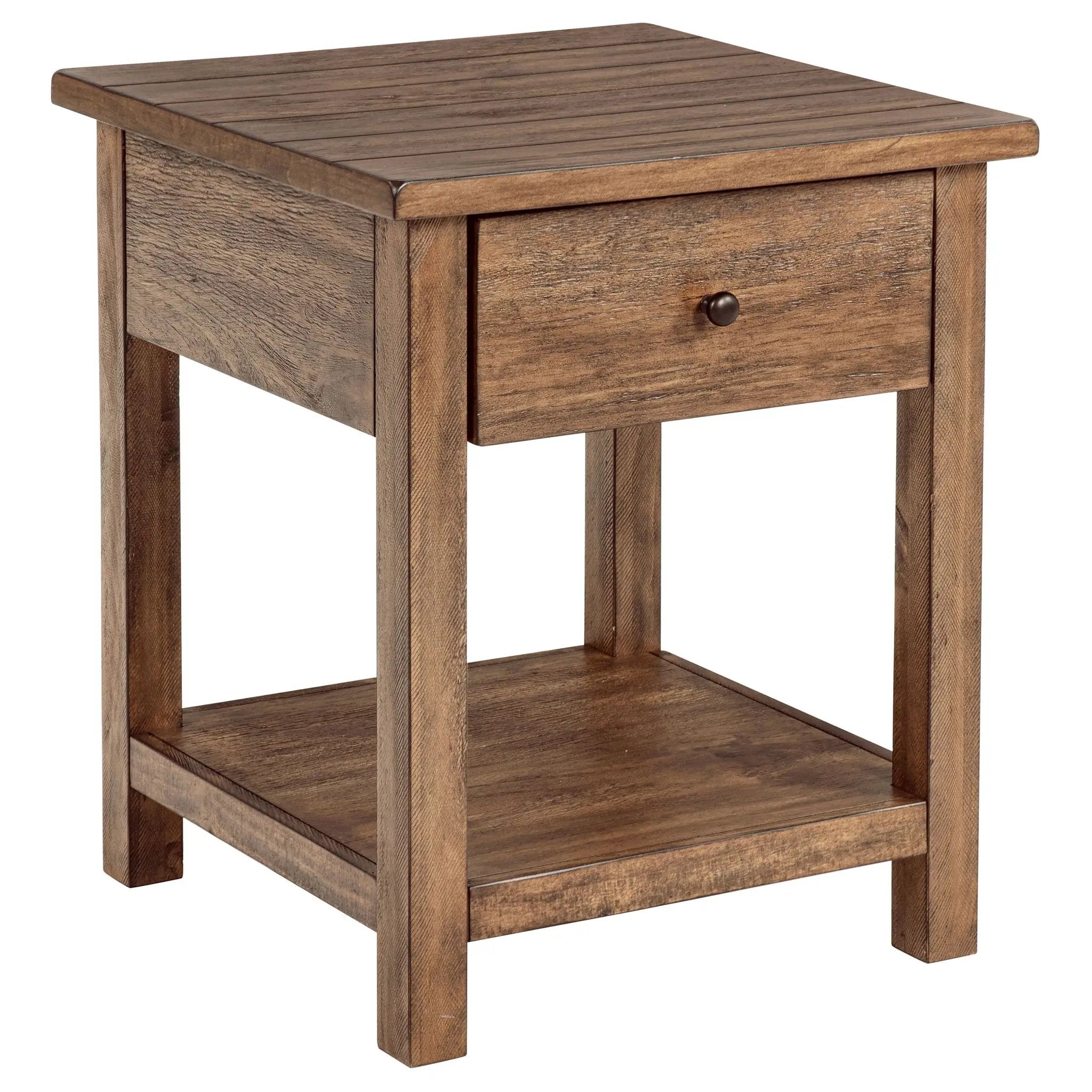 Payne 1-drawer Wood End Table with Shelf Distressed Brown by Unique Piece Furniture