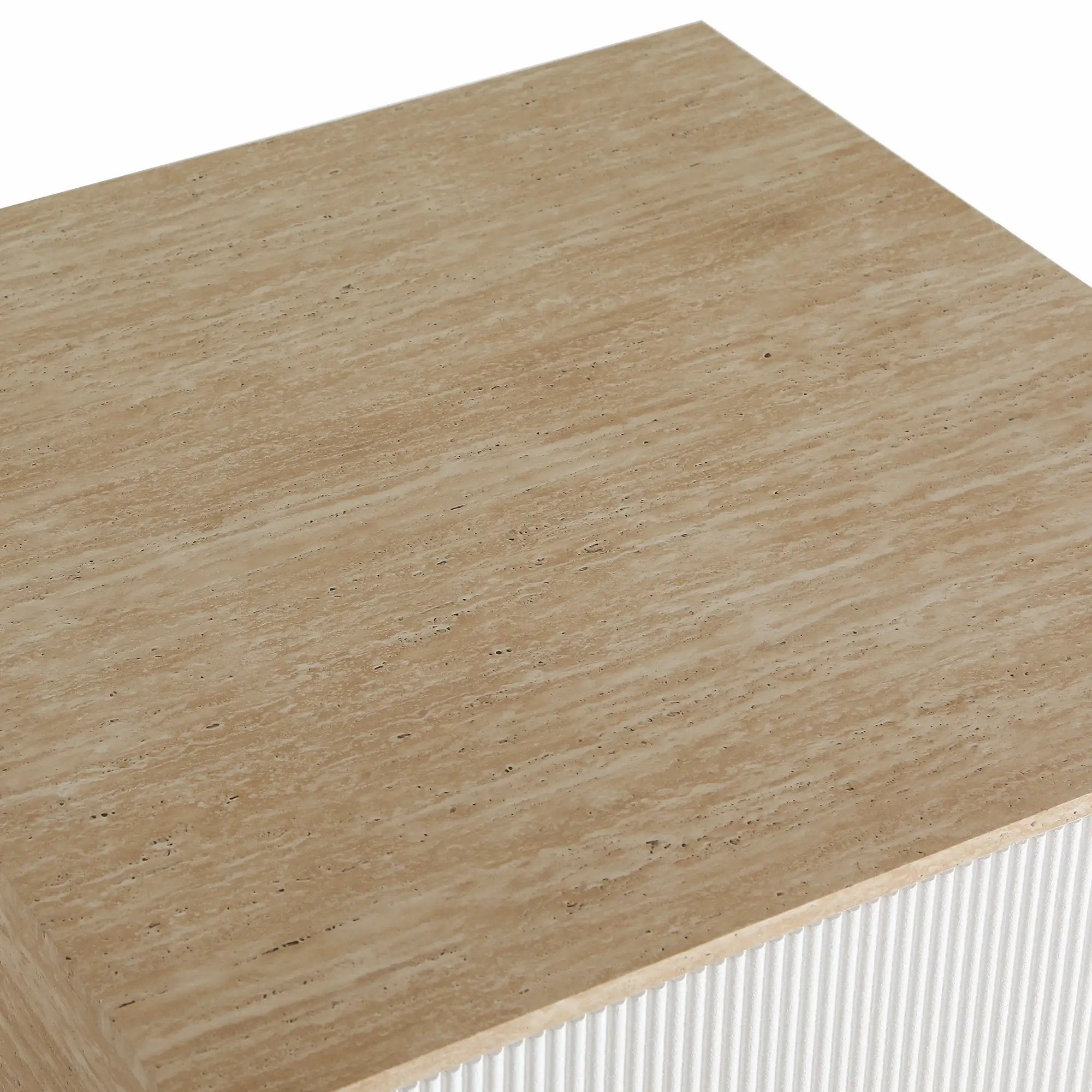 Modern Faux Travertine Coffee Table with 2 Drawers by HouseOfZazla