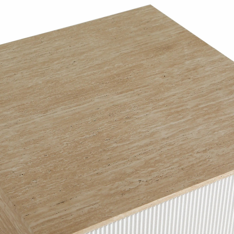 Modern Faux Travertine Coffee Table with 2 Drawers by HouseOfZazla