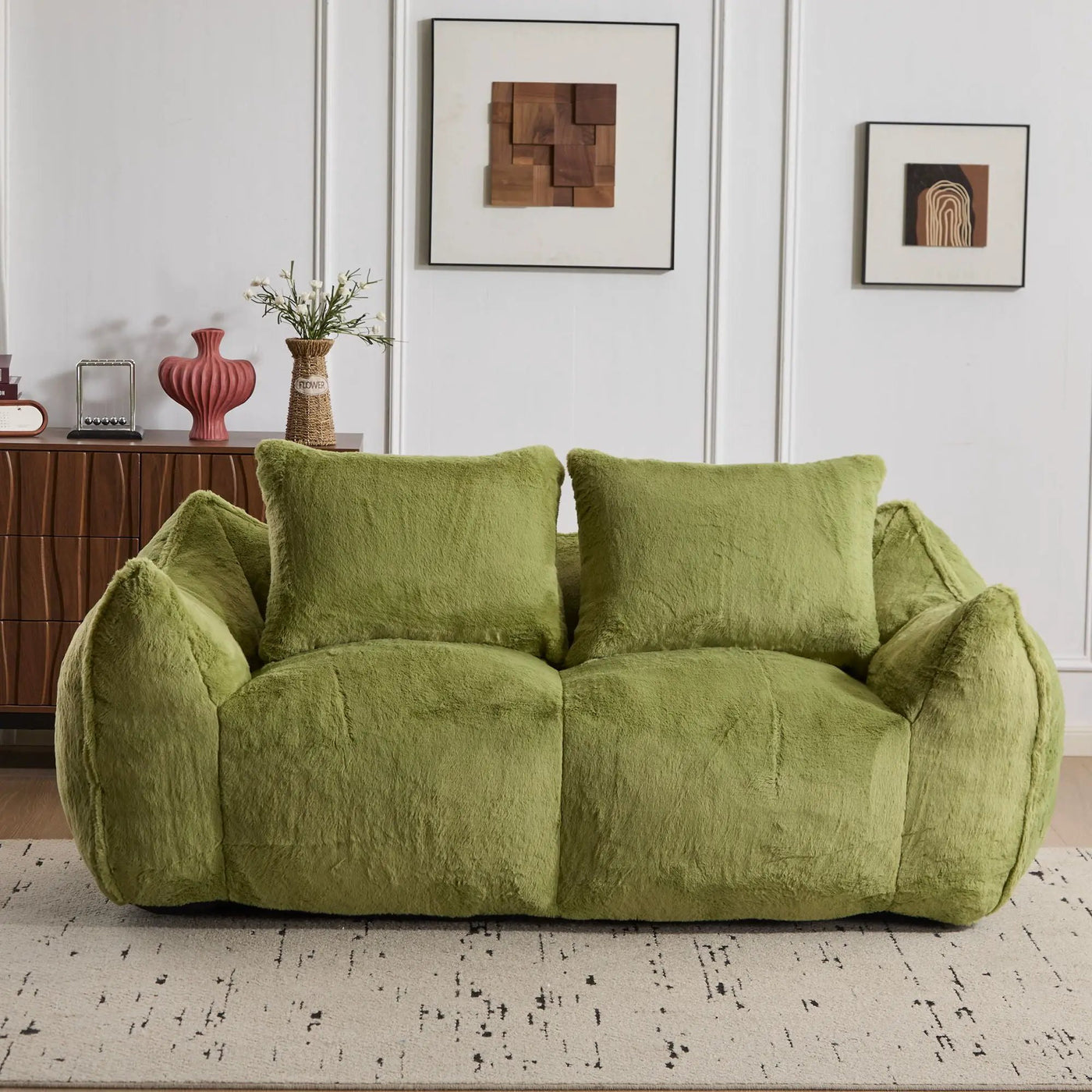 Giant Bean Bag Couch, Ultra Soft Fluffy Loveseat For Living Room by Unique Piece Furniture