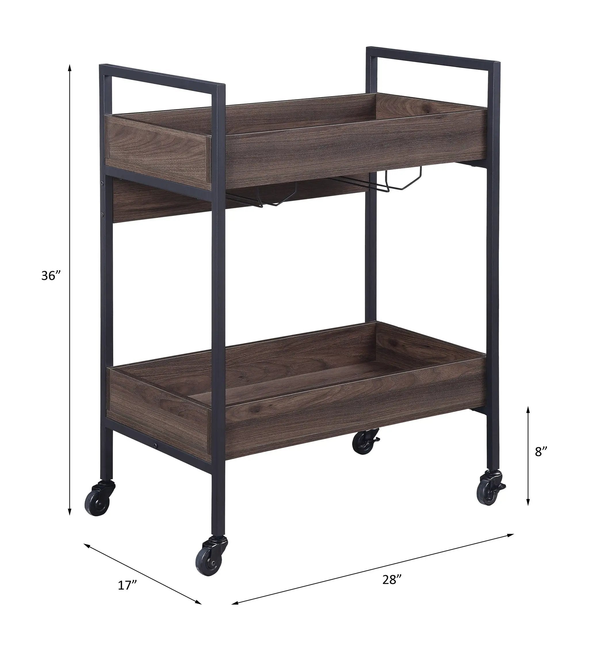 Jerrick - Serving Cart - Walnut & Black by Unique Piece Furniture