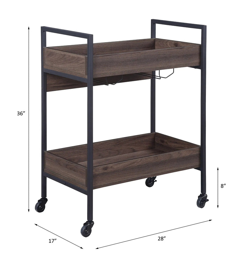 Jerrick - Serving Cart - Walnut & Black by Unique Piece Furniture