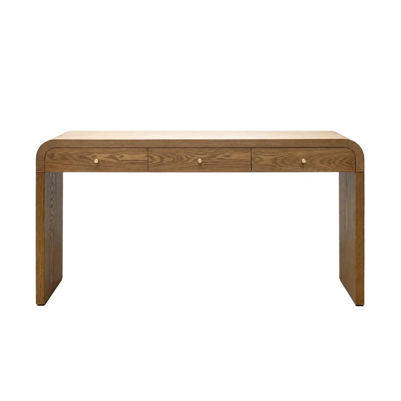 Walnut Curved Design 3-Drawer Long Console Table by HouseOfZazla