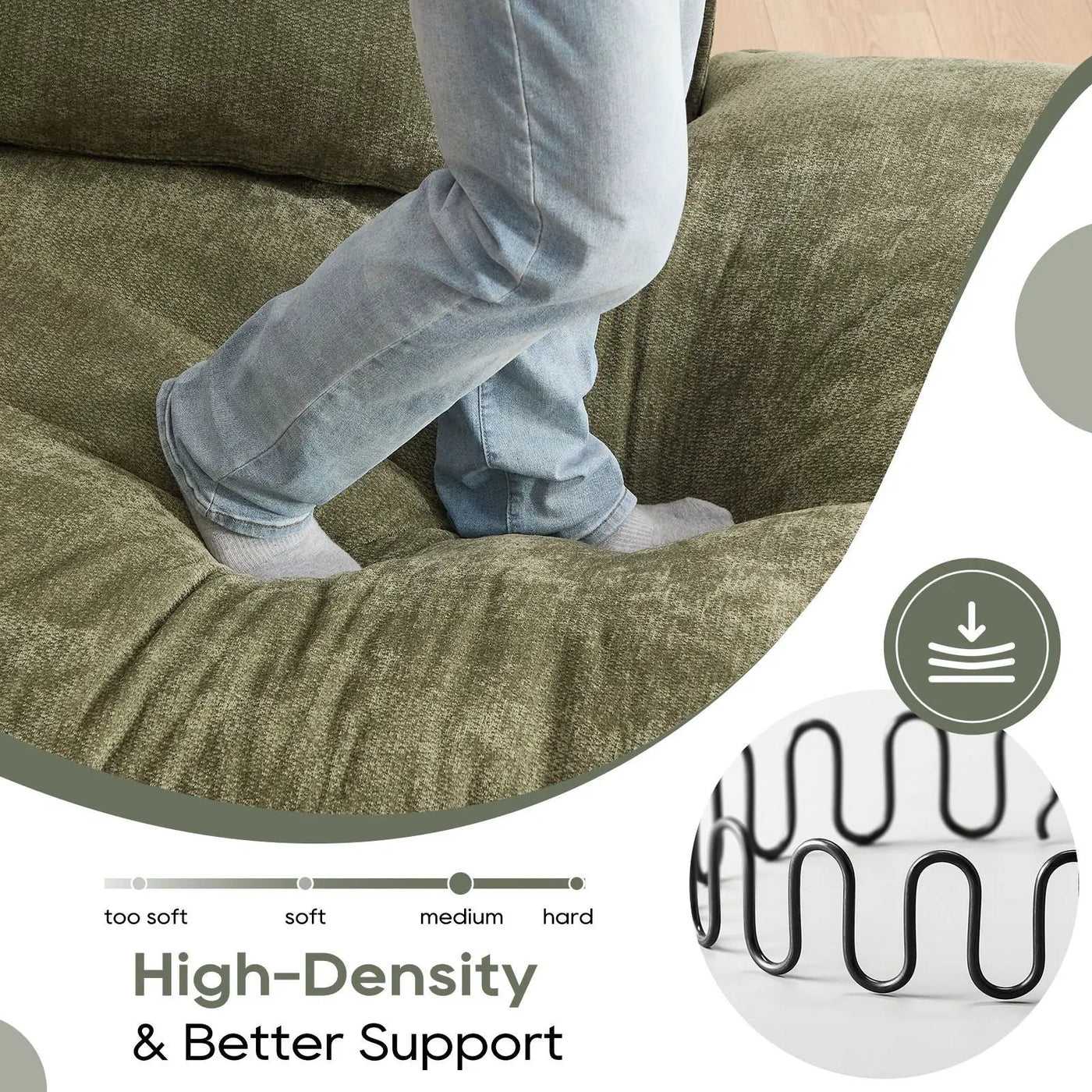 Modern Minimalist Modular Sectional Sofa With Deep Seats And Right Facing Chaise by Unique Piece Furniture