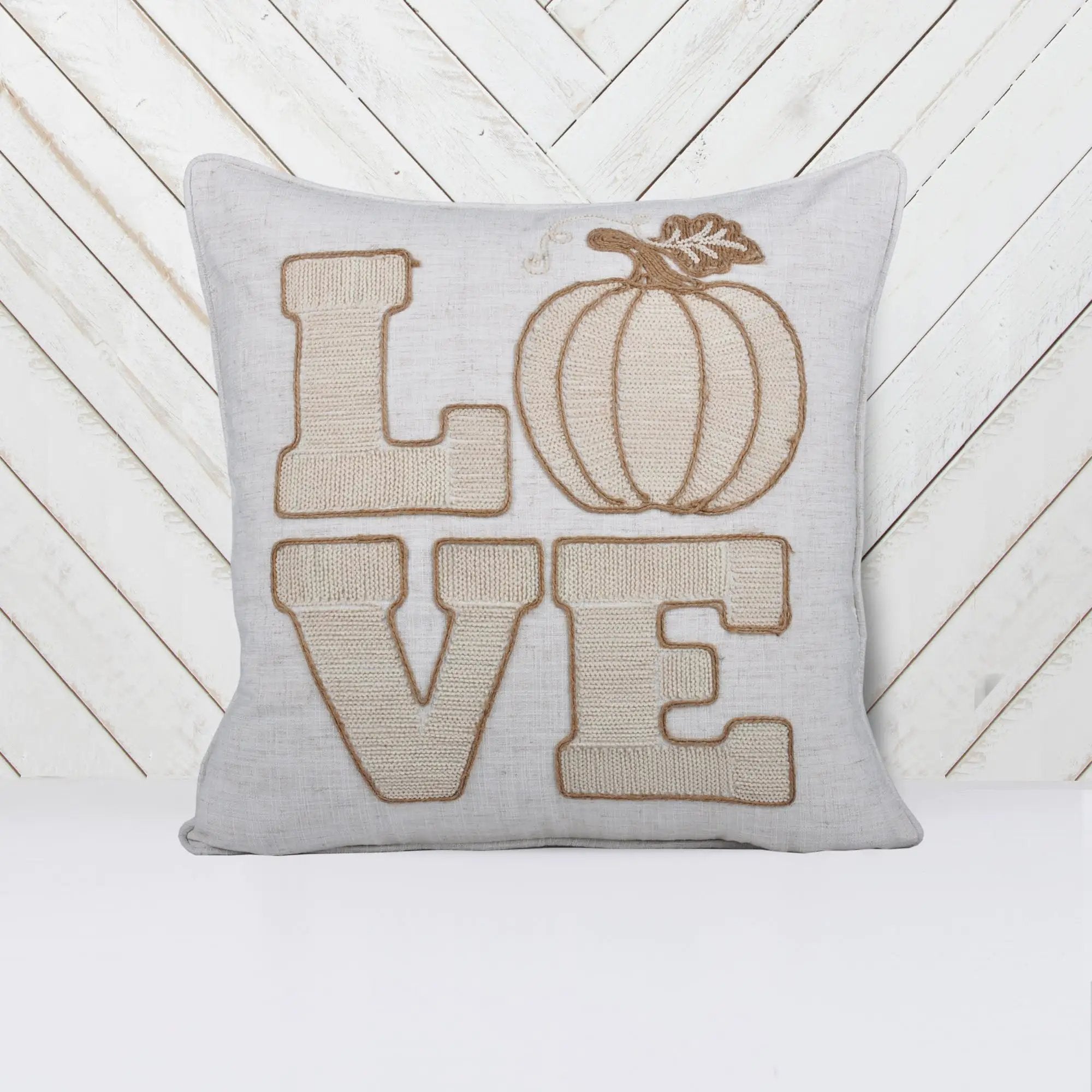 Love Pumpkin Embroidered Throw Pillow – Rustic by HouseOfZazla