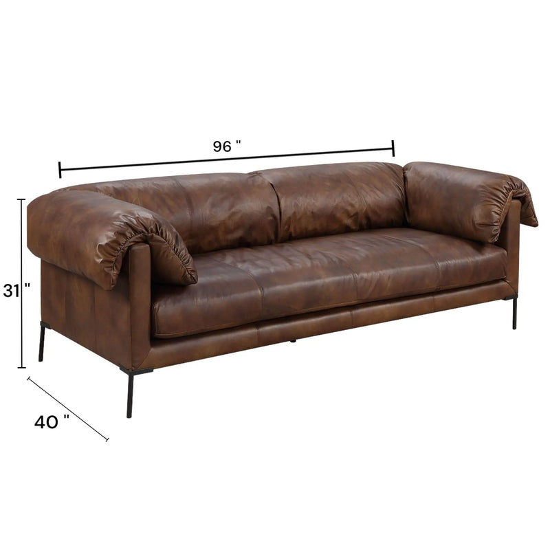 Jaron - Top Grain Leather Sofa - Mocha by HouseOfZazla