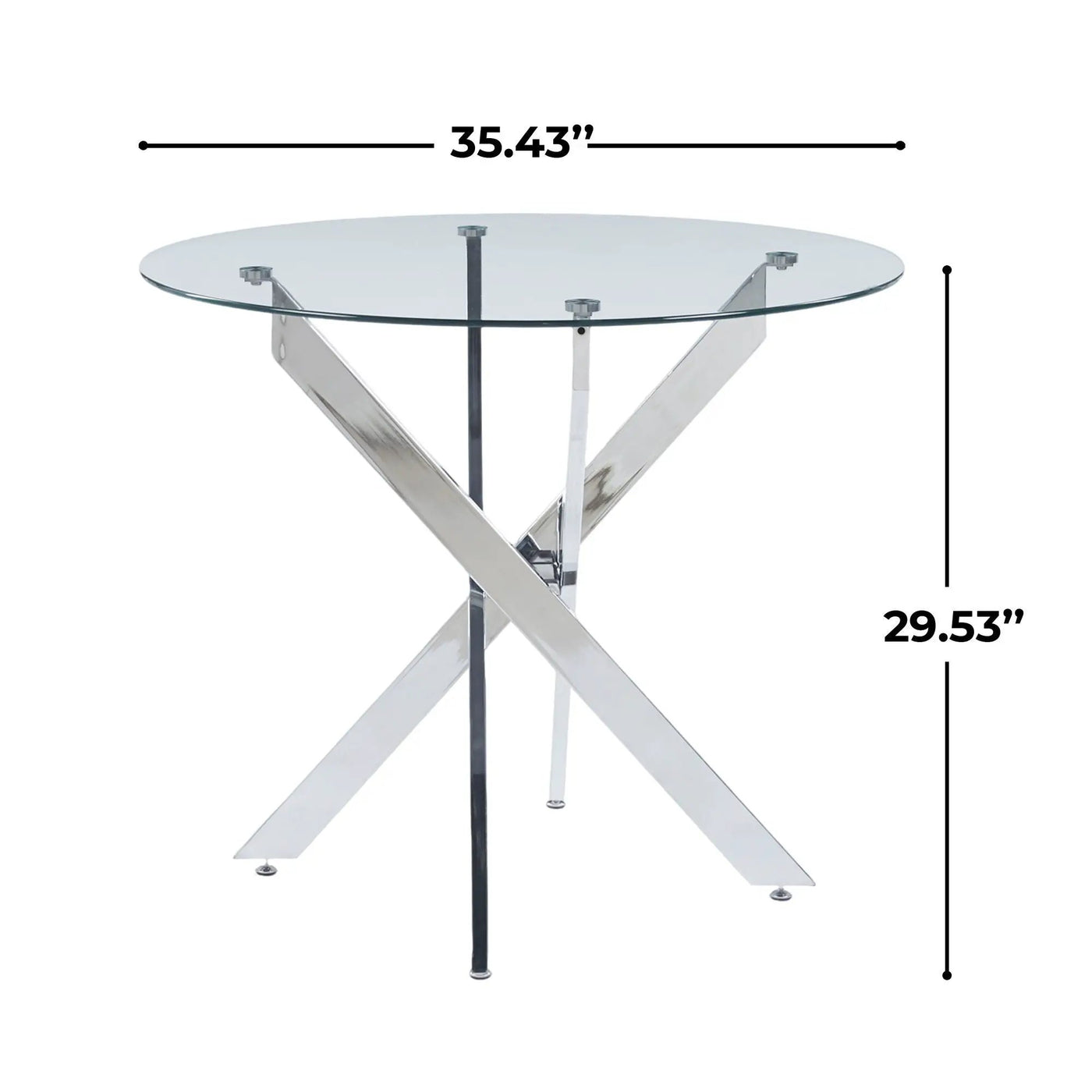 Dining Table With Cross Metal Leg And Tempered Glass, Modern Space Saving Kitchen Table For Living Room by HouseOfZazla
