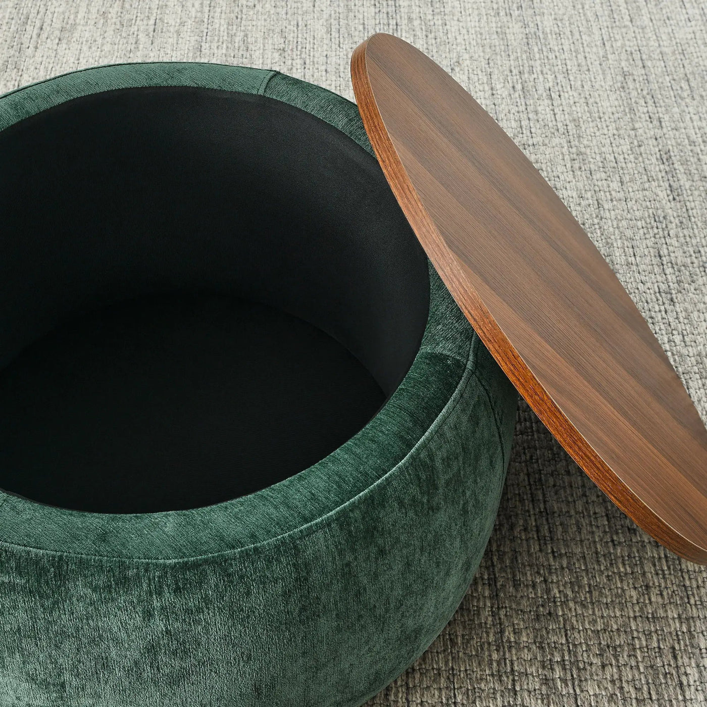 Round Storage Ottoman, 2 In 1 Function, End Table And Ottoman by Unique Piece Furniture