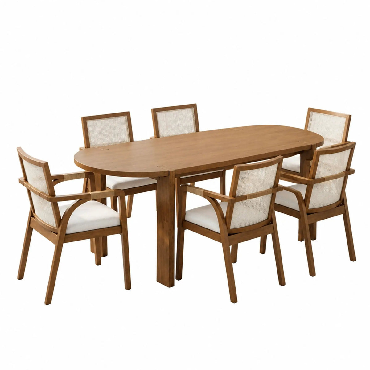 7-Piece Dining Table Set, 71" Oval Rubber Wood, photo 3 of 10