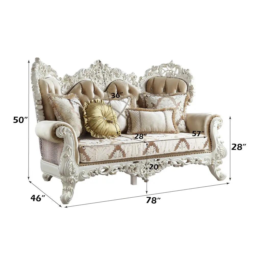 Vanaheim - Loveseat With 5 Pillows - Fabric & Antique White by Unique Piece Furniture
