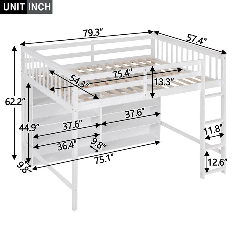 Loft Bed With 8 Open Storage Shelves And Built In Ladder by HouseOfZazla