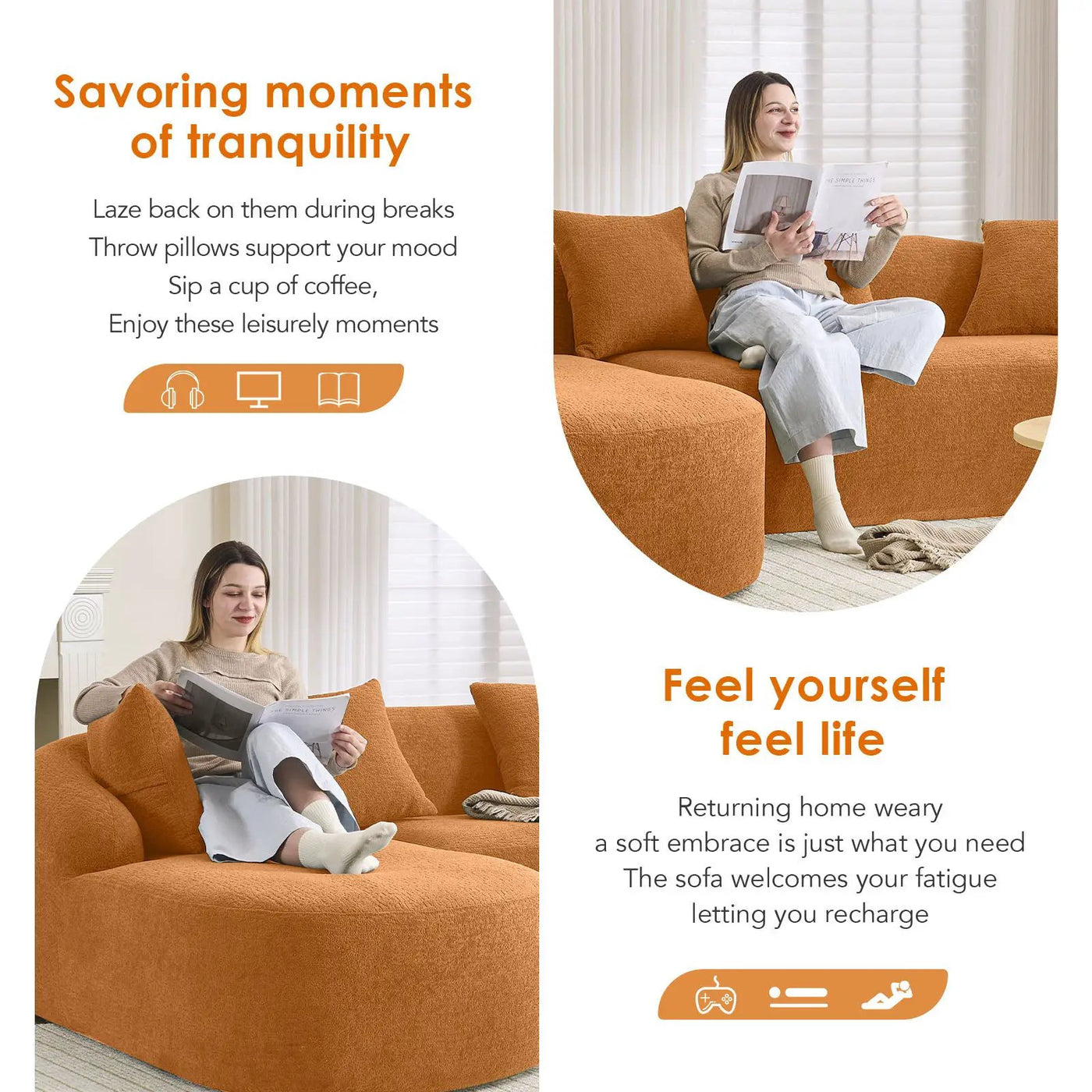 Combined Sofa With 4 Pillows by Unique Piece Furniture
