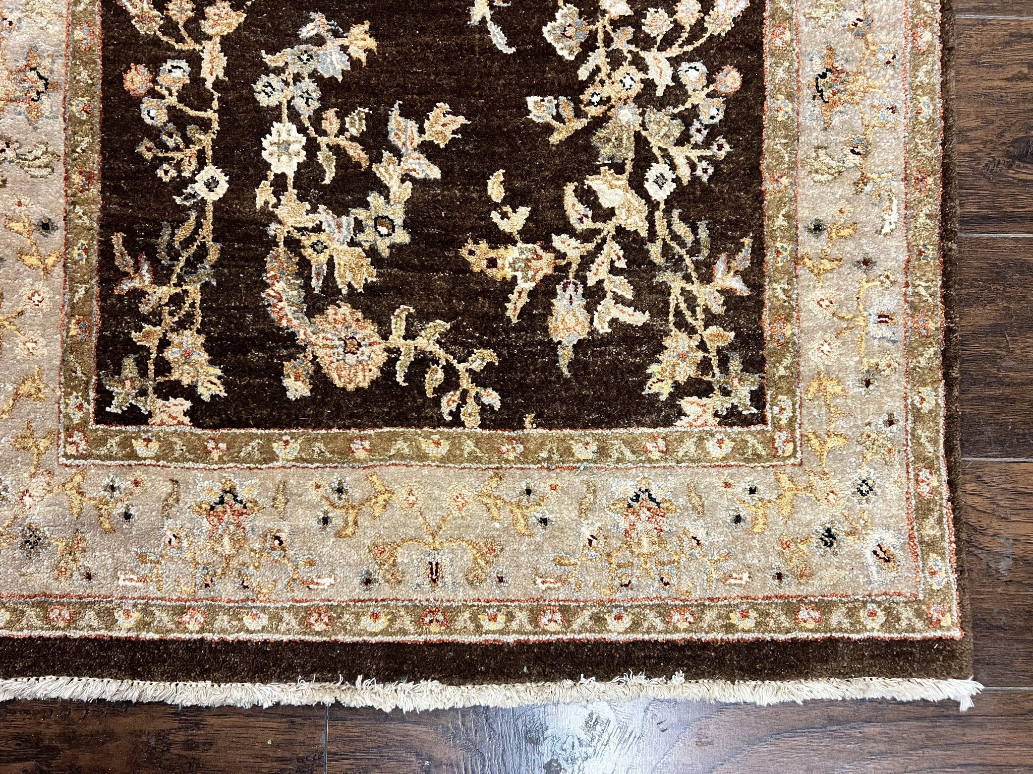 Peshawar Runner Rug 3 x 20, Wool Hand Knotted Vintage Pakistani Carpet, Brown & Taupe, Chobi Mahal Floral Rug, Extra Long Hallway Runner by Jewel Rugs