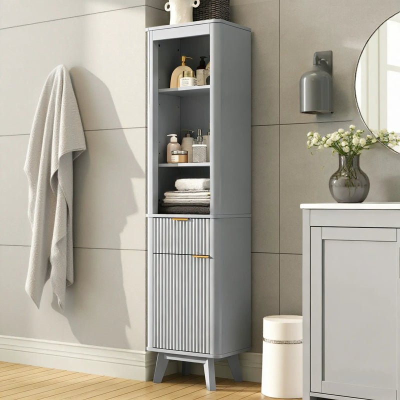 Tall Bathroom Storage Cabinet With Adjustable Shelves And 1 Drawer & Door by HouseOfZazla