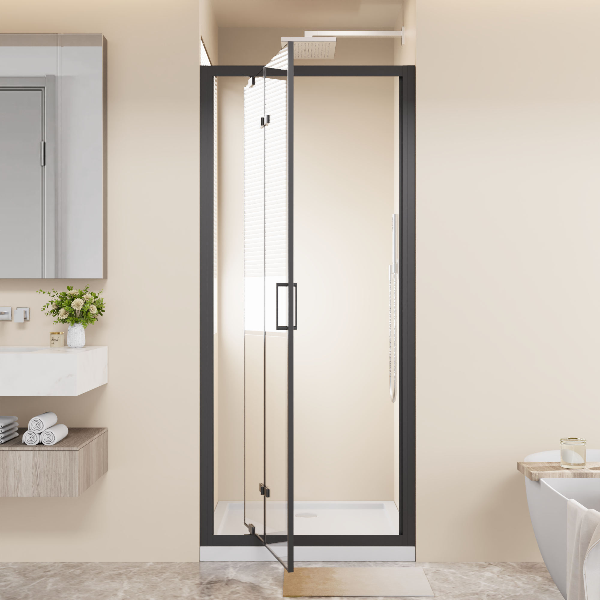 Framed Bi-fold Pivot Shower Door 32"x72" by HouseOfZazla