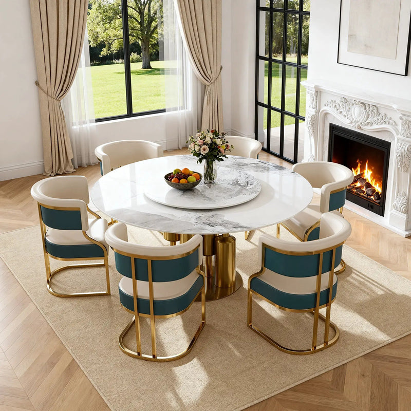 59" Round Sintered Stone Dining Table Set by HouseOfZazla