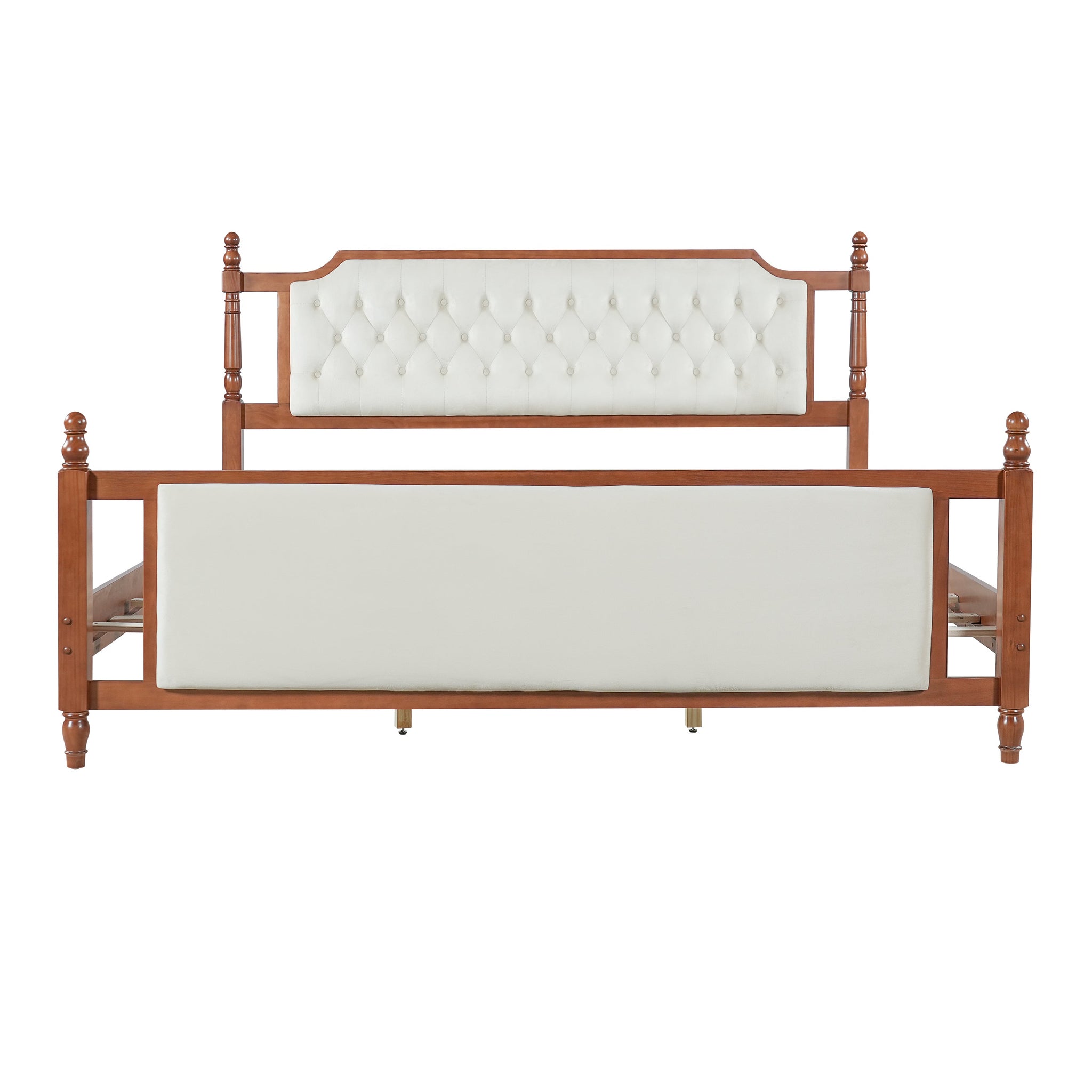 King Size Upholstered Platform Bed with Button Tufted Headboard by HouseOfZazla