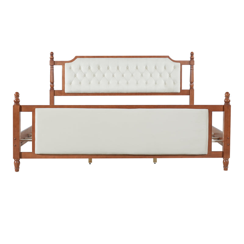 King Size Upholstered Platform Bed with Button Tufted Headboard by HouseOfZazla