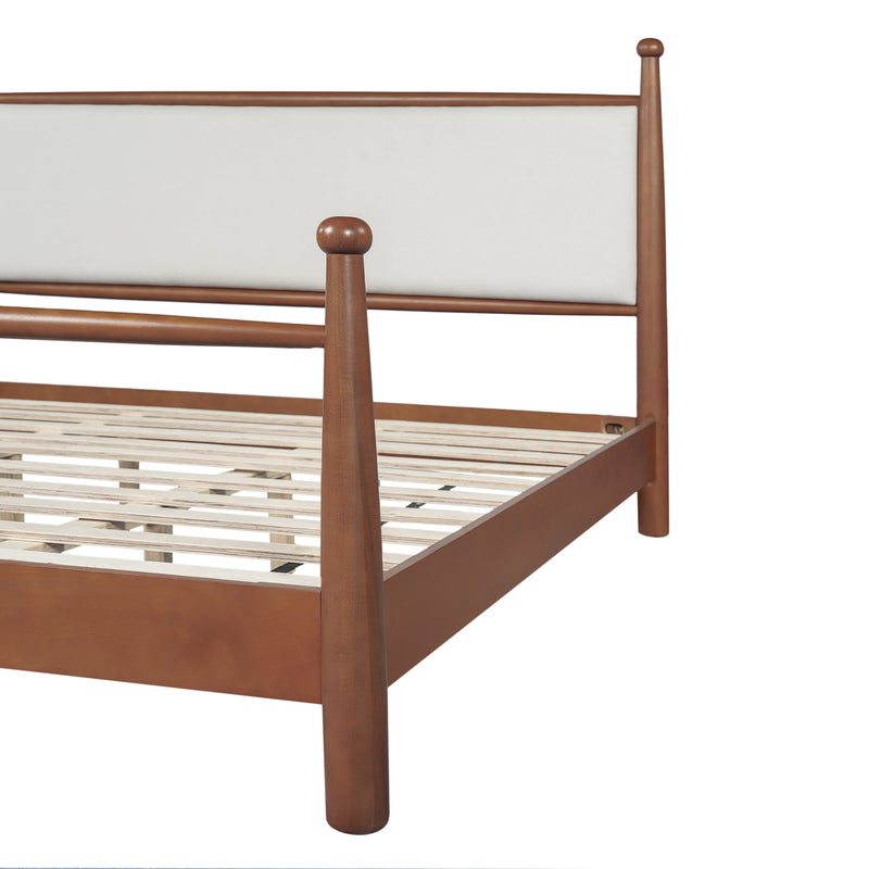 Solid Poplar & Plywood Bed Frame with Upholstered Headboard, King by HouseOfZazla