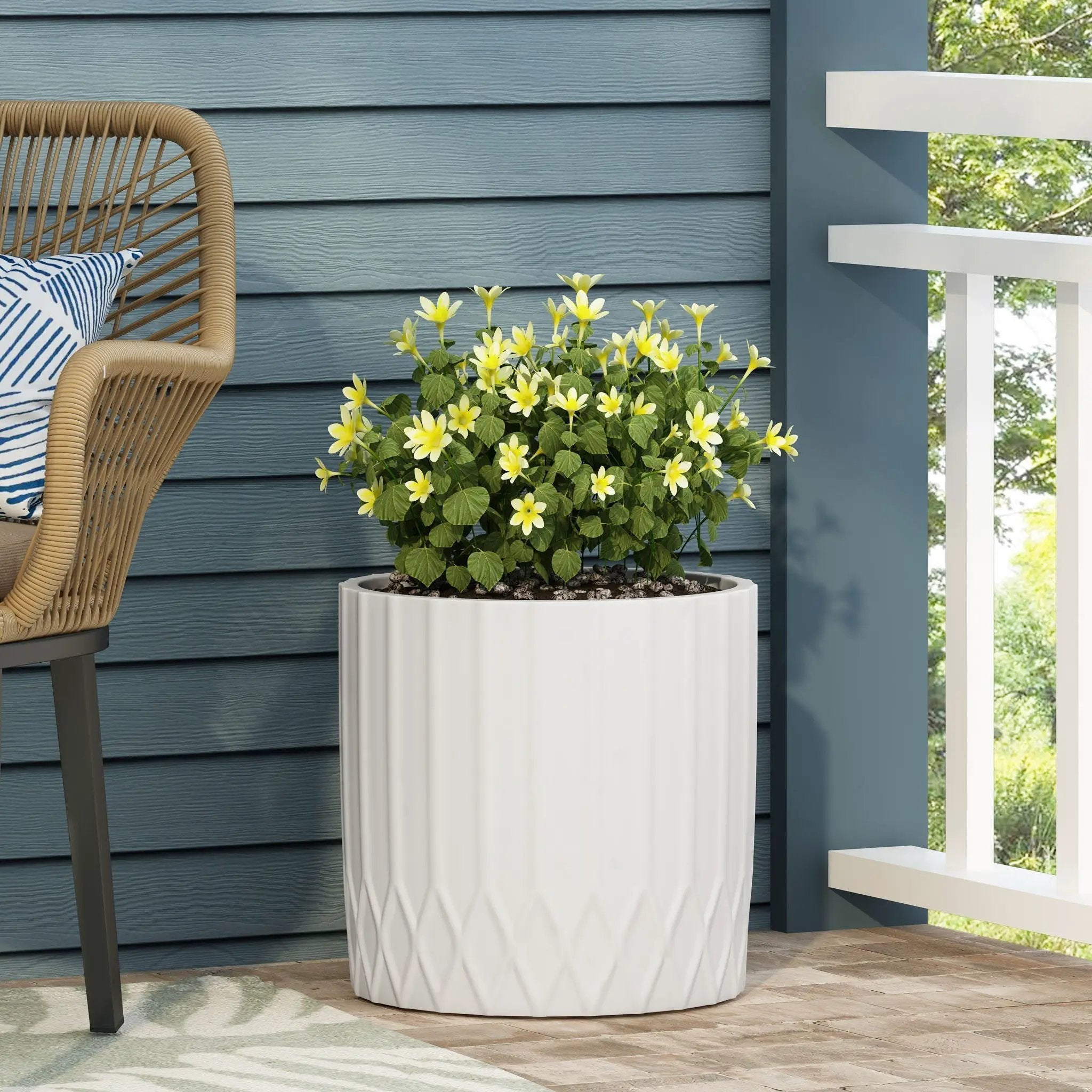 Planter With Subtle Pleated Design - Antique White by HouseOfZazla