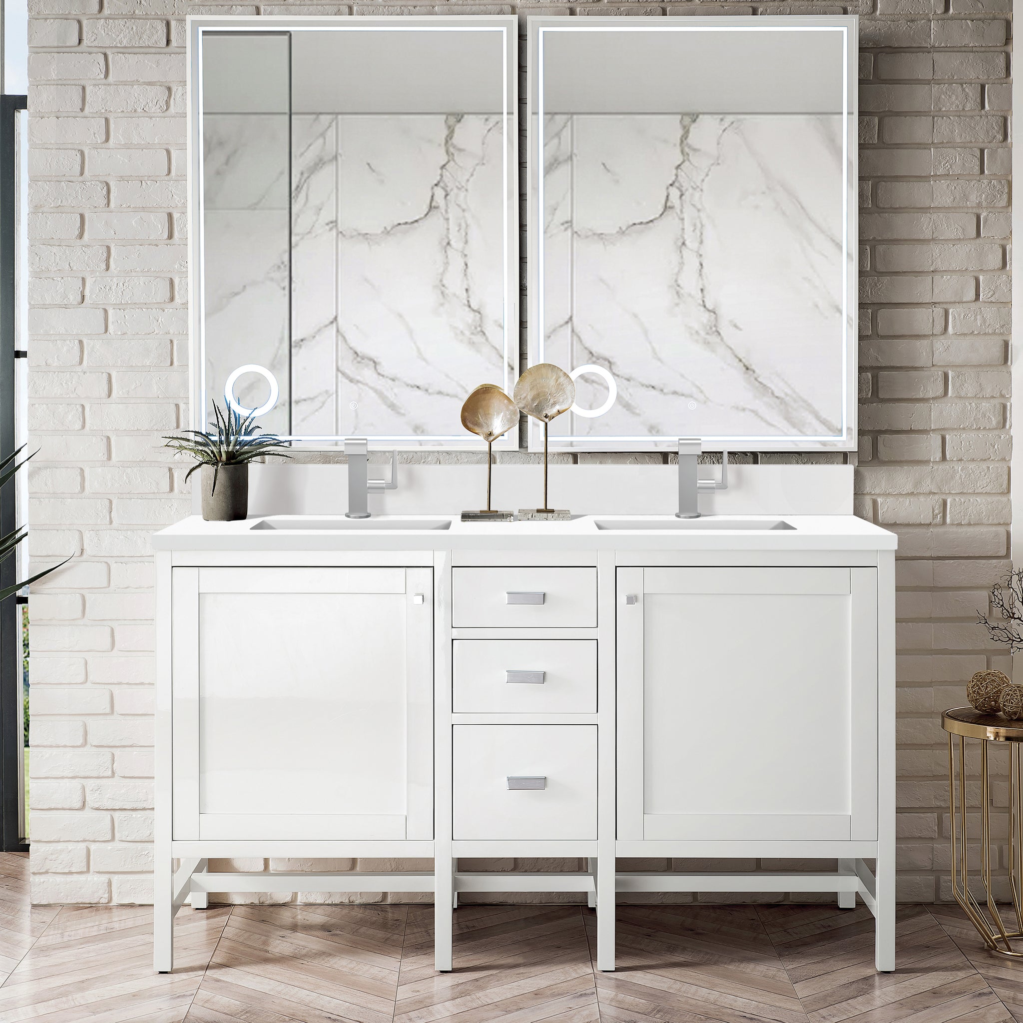 James Martin Addison 60" Double Bathroom Vanity, Glossy White, view 12