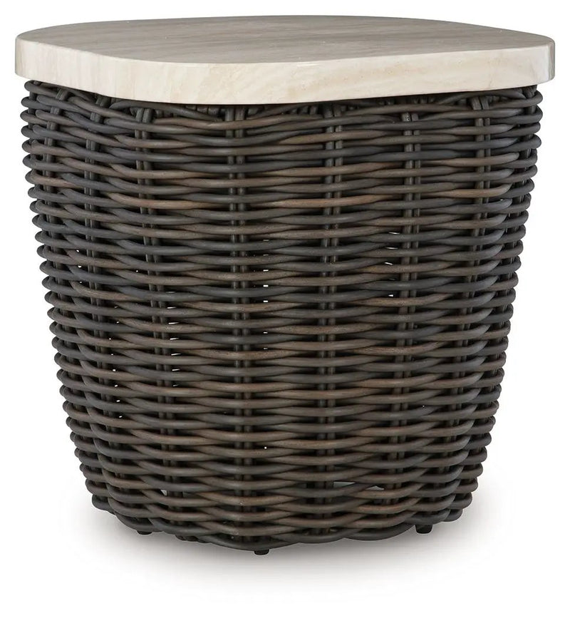 Kimora - Square End Table - Beige / Dark Brown by Unique Piece Furniture