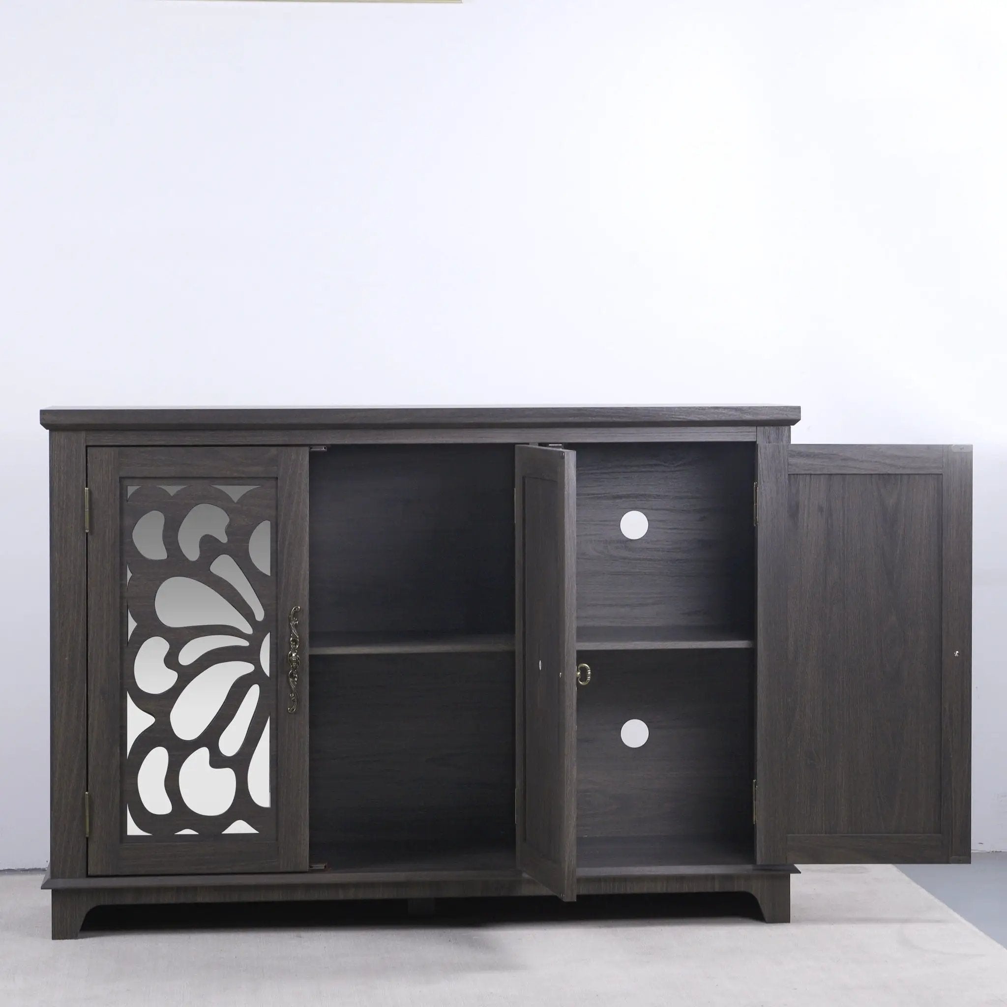 3 Door Mirrored Sideboard Cabinet With Adjustable Shelves by HouseOfZazla