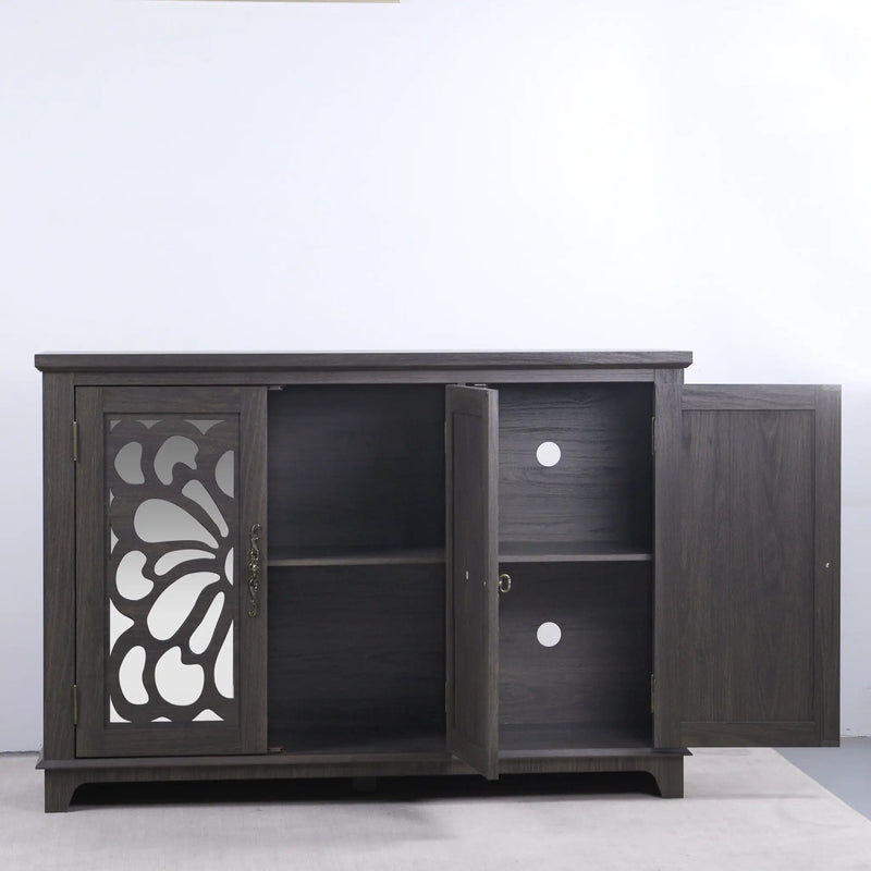 3 Door Mirrored Sideboard Cabinet With Adjustable Shelves by HouseOfZazla