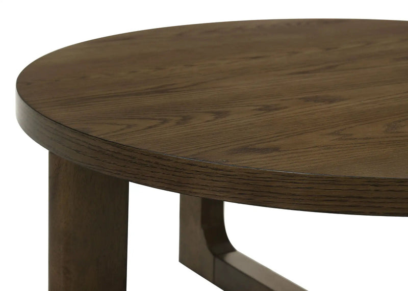 Kessler Round Sculptural Wood End Table Brown by Unique Piece Furniture
