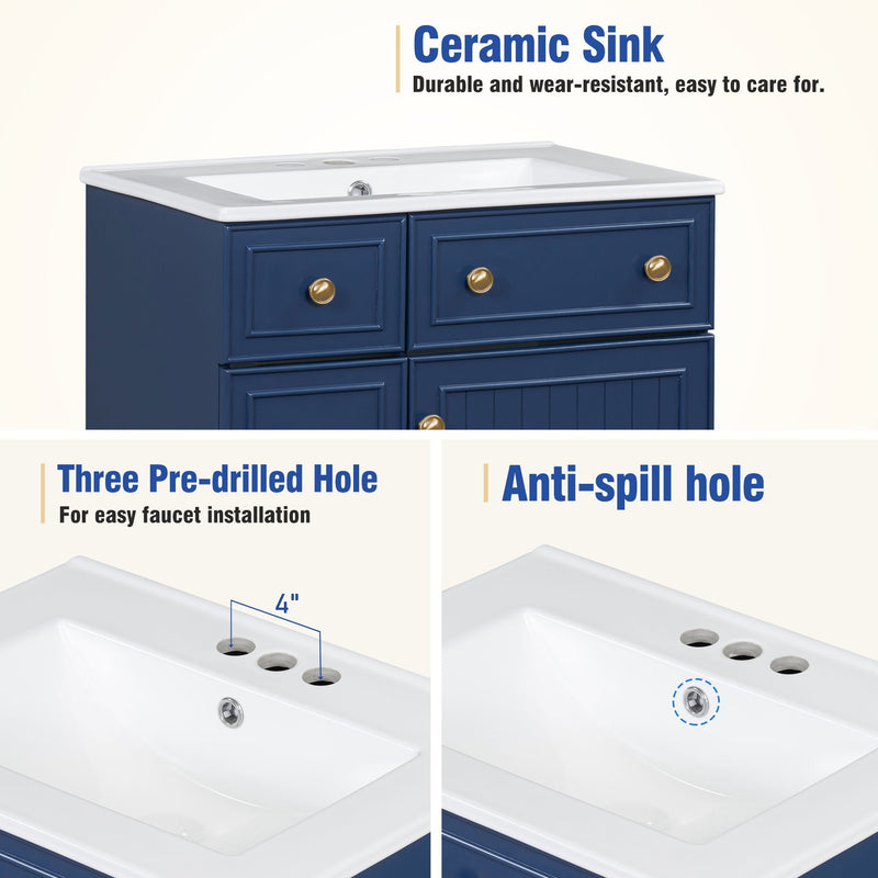 Transitional Style Bathroom Vanity Cabinet With Ceramic Sink by HouseOfZazla