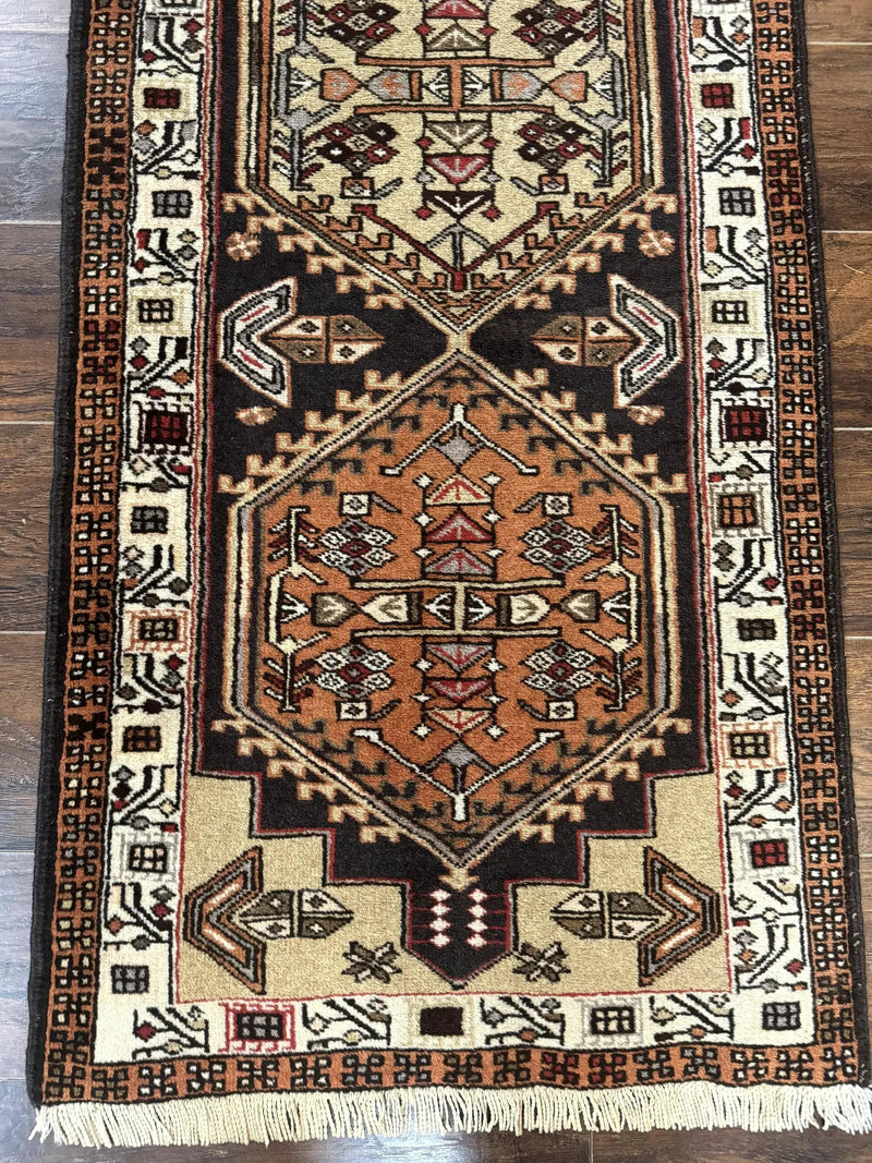 Persian Tribal Runner Rug 2.4 x 9.4, Geometric Medallions, Sarab Runner by Jewel Rugs