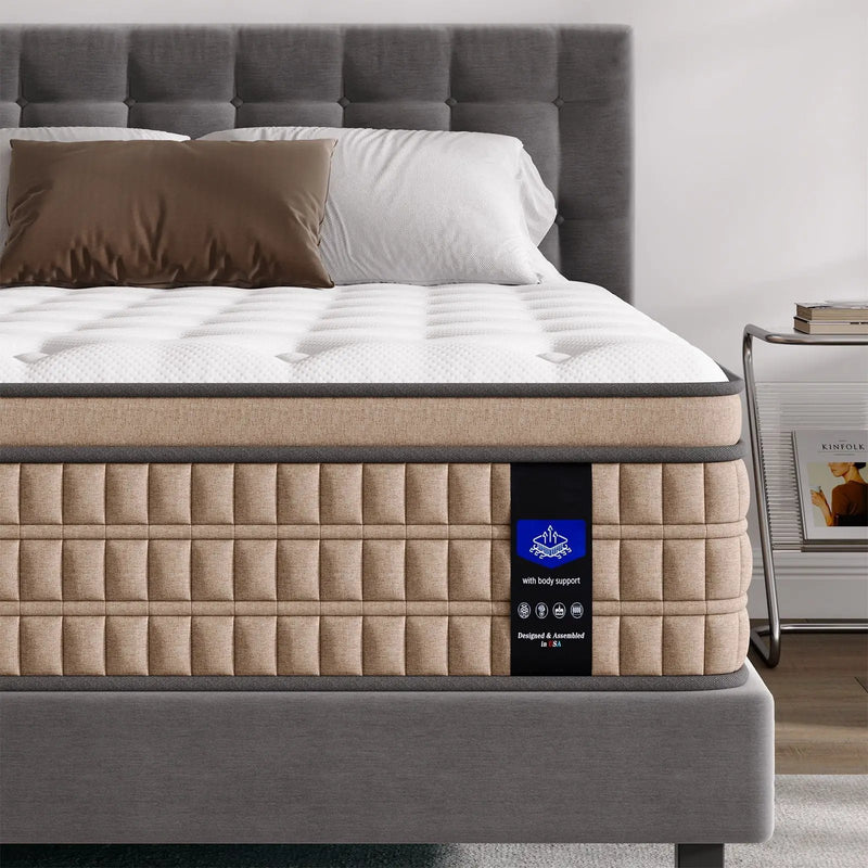 14" King Mattress Hotel Collection Hybrid Mattress With Gel Memory Foam & Pocket Springs by HouseOfZazla