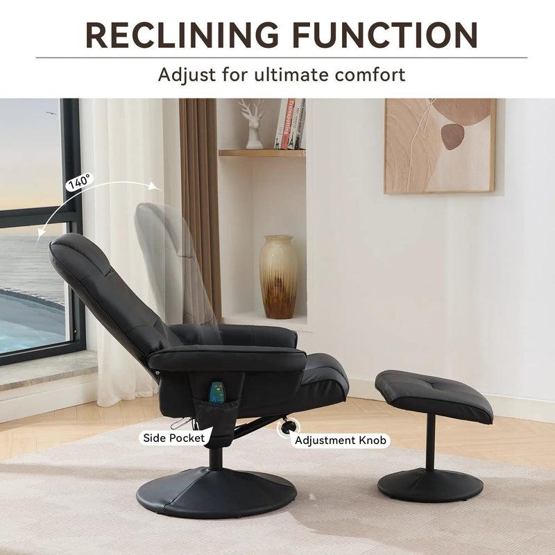 360° Swivel Reclining Chair With Wrapped Base, 5 Point Vibration Massage by HouseOfZazla