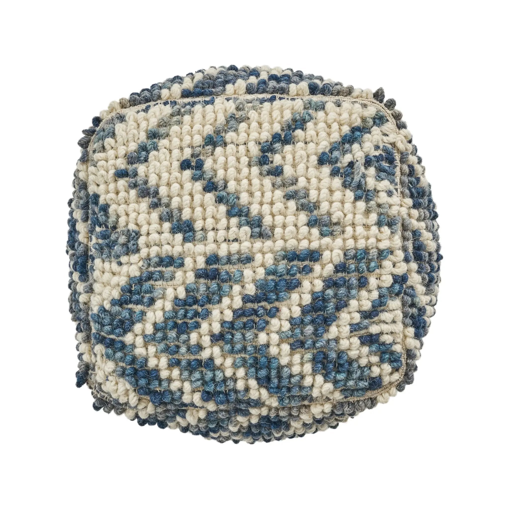 Alina Wool and Cotton Pouf - Natural by HouseOfZazla