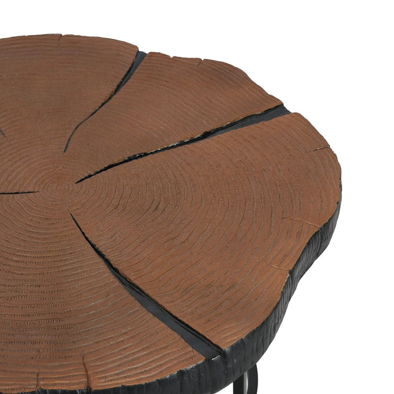 Irregular Coffee Table, 27" Modern MGO Top with Natural Wood & Black Metal Base by HouseOfZazla