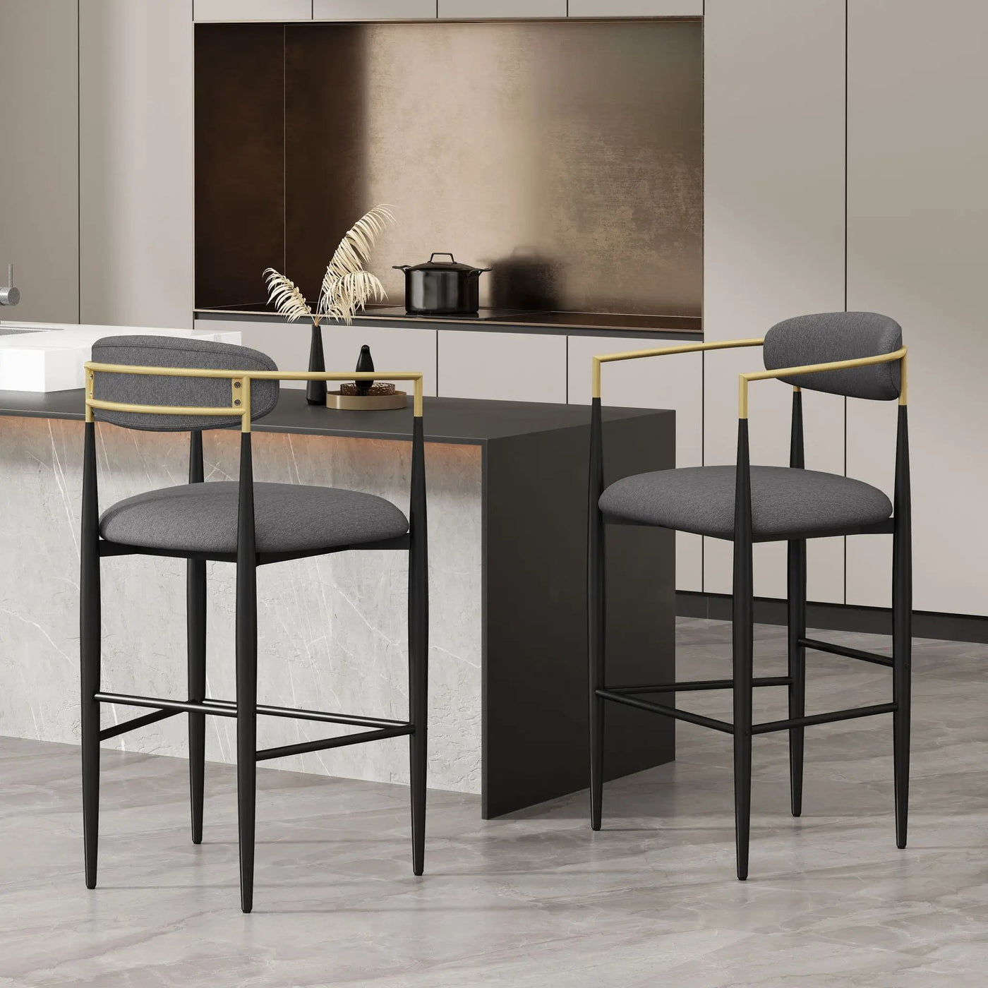 Upholstered Bar Stools With Backs For Kitchen Island (Set of 2) by HouseOfZazla